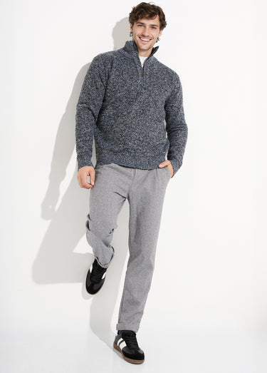 Pull col zippé chaud intérieur polaire Gris Fonce