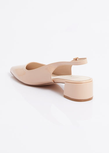 Escarpins slingback vernis pointus Nude verni