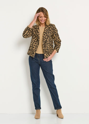 Veste motard léopard aspect laineux Leopard