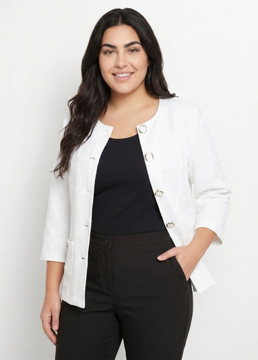 Veste ras de cou manches 3/4 Blanc