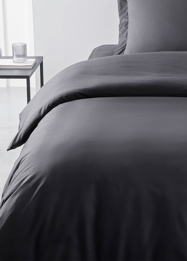 Housse de couette coton uni Fusain
