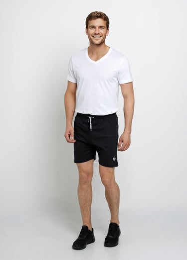 Short coton foncé ceinture élastiquée Noir