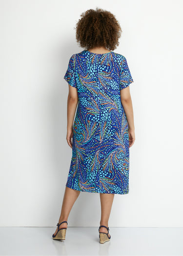 Robe courte maille imprimée Imprime/Bleu