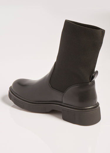 Bottines montantes style chaussettes Noir