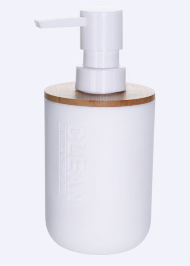 Distributeur savon liquide bambou Letters Blanc/Bambou