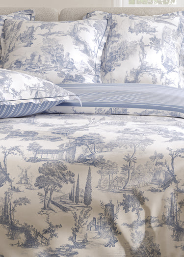 Parure de lit 3 pièces percale avec housse de couette, cyprès Bleu