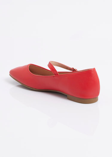 Ballerines babies plates avec bout carré Rouge