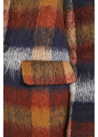 Manteau caban chaud tissu carreaux laine Carreaux Marine