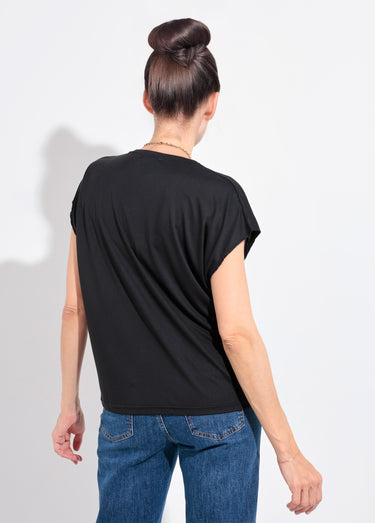 T-shirt fluide manches courtes porté loose Noir