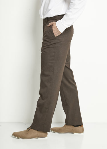 Pantalon ceinture ajustable invisible polylaine Marron