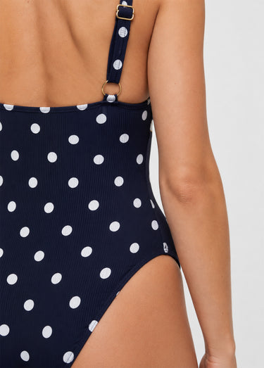 Maillot de bain 1 pièce impimé pois Noir à pois blancs