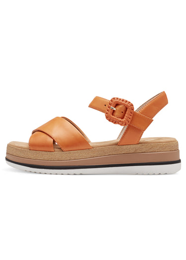 Sandales en cuir avec brides croisées Orange