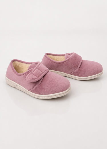 Chaussons scratchés fourrés Rose