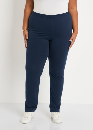 Legging coton stretch taille élastiquée Marine