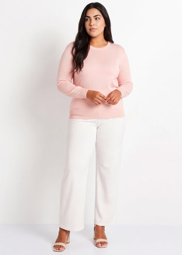 Pull laine mérinos manches longues Rose The