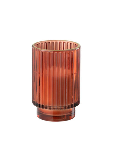 Bougie déco contenant verre coloré Rouge/Rose