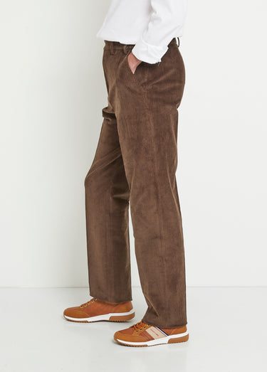 Pantalon droit ceinture élastiquée confort Velours Marron