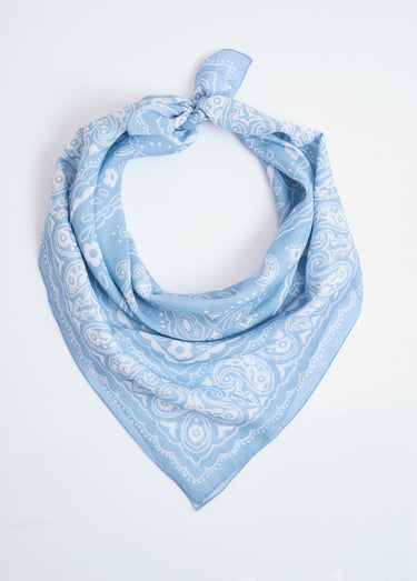 Carré bandana imprimé cachemire Bleu / Blanc