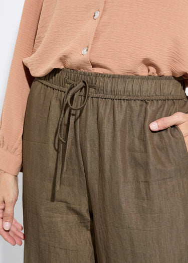Pantalon fluide élastiqué twill uni Kaki