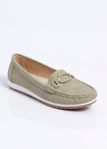 Mocassins compensés souples largeur confort Kaki