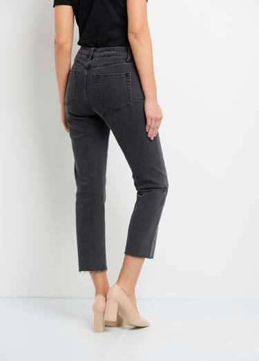 Jean 5 poches longueur 7/8e, bas effiloché Gris
