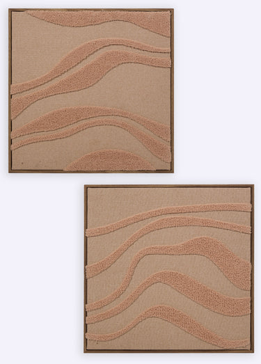 Toile 3D tissée dans cadre façon bois Terracota
