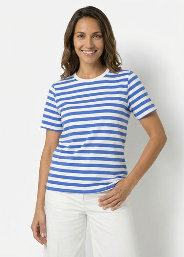 T-shirt marinière en coton stretch Bleu vif/blanc