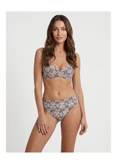 Maillot de bain 2 pièces motif aztèque Marron