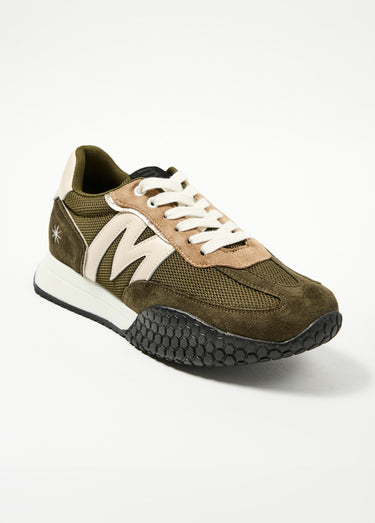 Baskets tendance semelle épaisse lacets Kaki