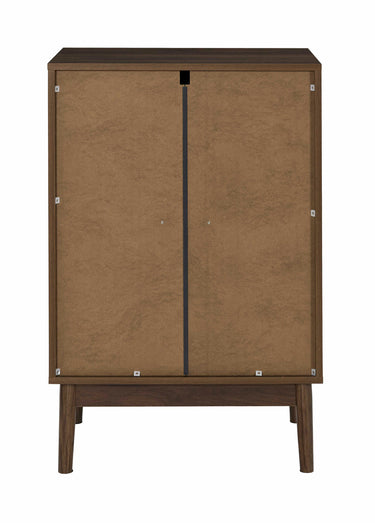 Table de chevet 4 tiroirs, bois rainuré Marron