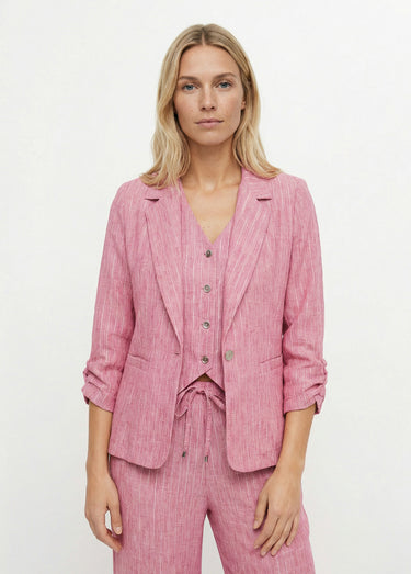 Veste tailleur rayée, aspect irrégulier Framboise