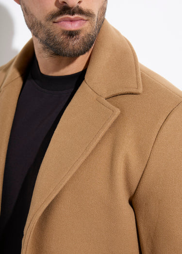 Manteau homme col tailleur en lainage Camel