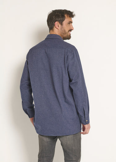 Chemise unie en flanelle chaude Marine
