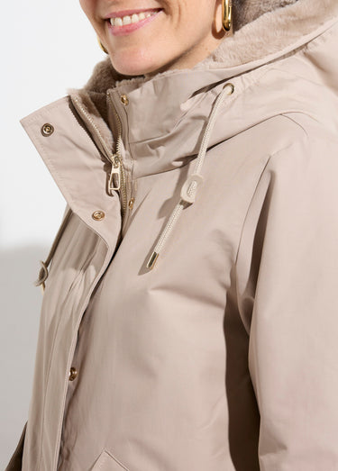 Parka déperlante intérieur fourrure Beige