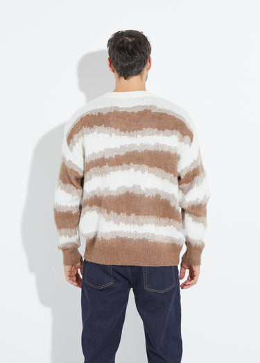 Pull épais avec laine, rayures fantaisie Camel