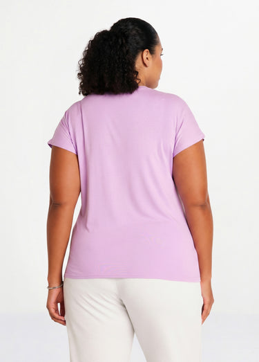 T-shirt court extensible dentelle Parme