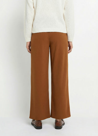 Pantalon large maille détail chic métal Tabac