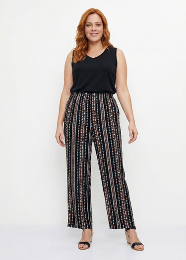 Pantalon imprimé taille élastiquée Fond Noir