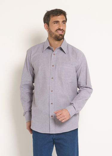 Chemise manches longues coton Oxford Gris