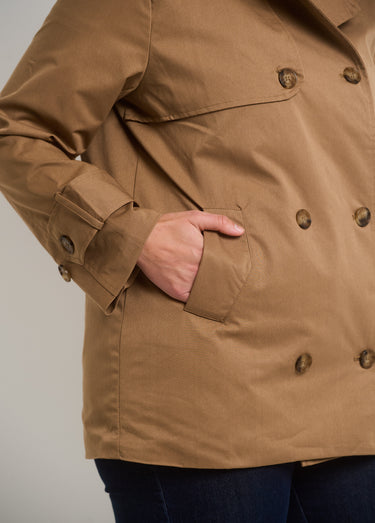 Trench à capuche double boutonnage Beige