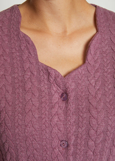 Robe boutonnée mi-longue maille reliefée Rose
