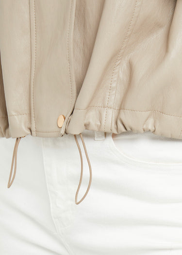 Blouson motard en simili cuir pastel Beige