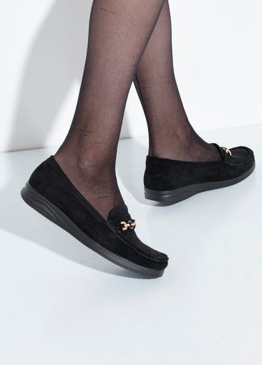 Mocassins compensés souples en suédine Noir