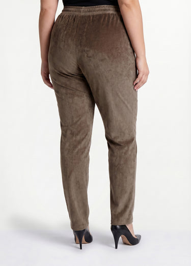 Pantalon droit taille élastiquée velours milleraies Taupe