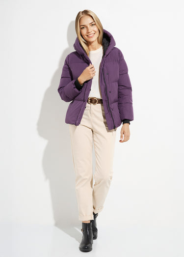 Doudoune courte matelassée à capuche Violet