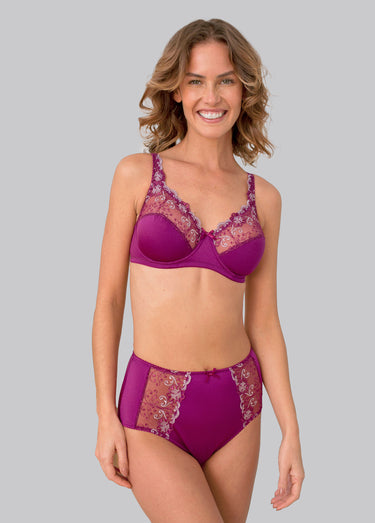 Culotte gainante taille haute tulle brodé Cassis