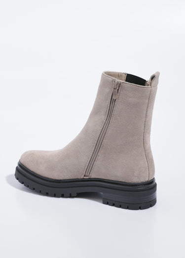 Boots Chelsea hautes semelle crantée Beige