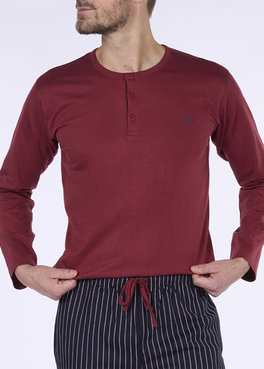 Pyjama homme 2 pièces thème rayures Bordeaux