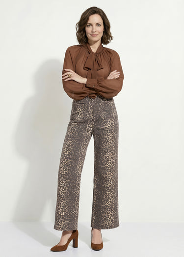 Jean en denim léopard, coupe large Leopard