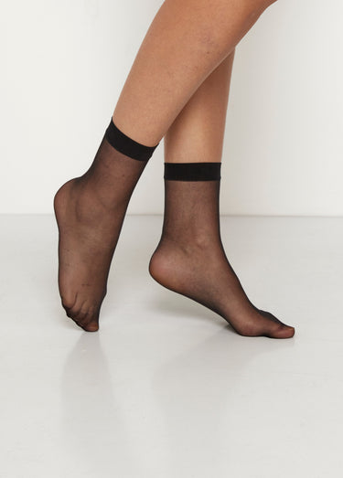 Socquettes en voile, 17 deniers Noir